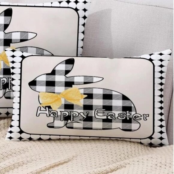 Easter Pillow Cover Buffalo Check Bunny Plaid Zipper Closure 19.68 X 11.8 in - Picture 11 of 11
